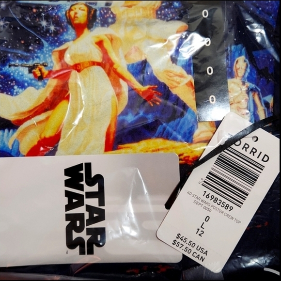❤️NWT VINTAGE TORRID STAR WARS - LUKE LEIA MOVIE POSTER FOOTBALL TEE PLUS SIZE - Picture 12 of 12